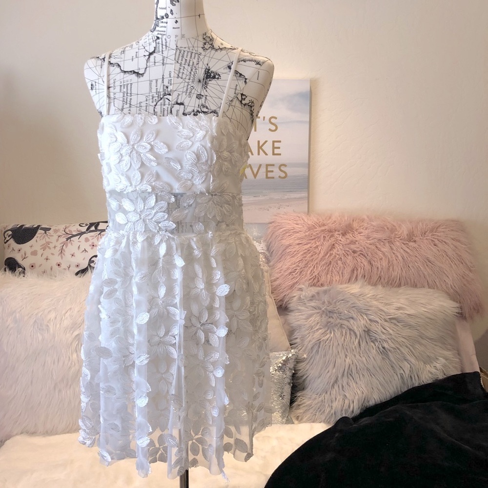 Jay Godfrey White Appliqué Fit & Flare Mini Dress